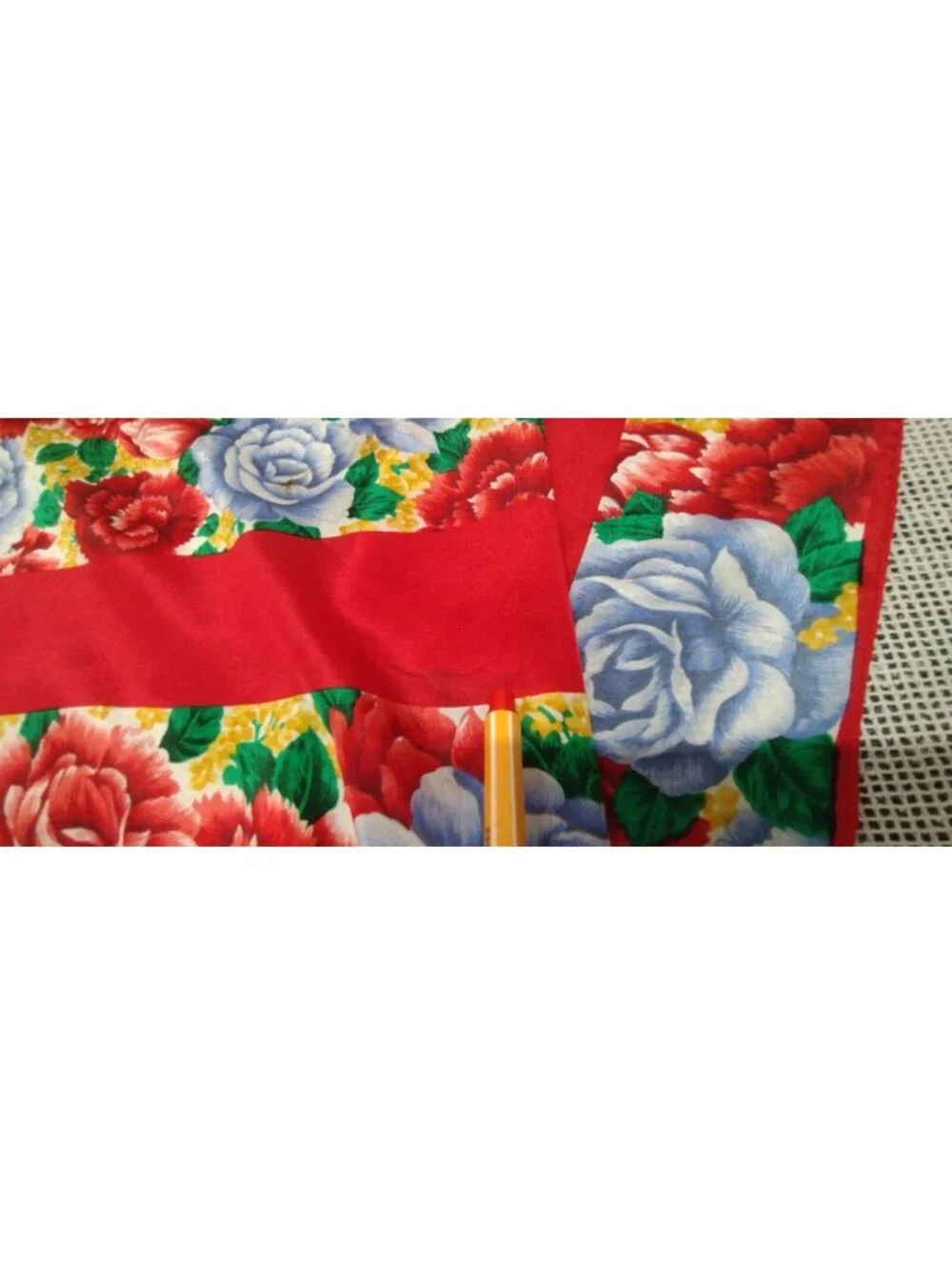 Vintage 100% Pure Silk Scarf Roses Periwinkle Red Tulips Florals Chinese Silk